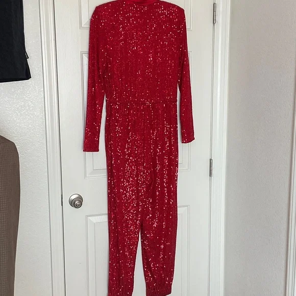 INC International Concepts Red Sequin Jumpsuit - Picture 7 of 7